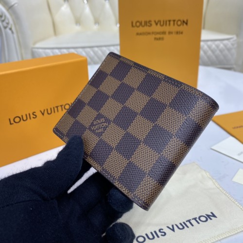 Louis Vuitton Mens Womens Bags Wallets Purse Luxury Brand Fashion Type SLENDER WALLET N61208 Damier Ebene Canvas with Original Box