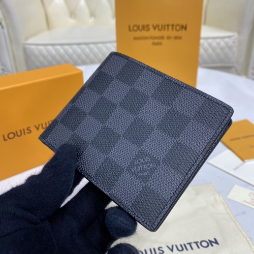 Louis Vuitton Mens Womens Bags Wallets Purse Luxury Brand Fashion Type SLENDER WALLET N63261 Damier Graphite Canvas with Original Box