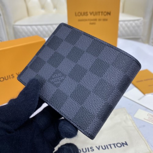 Louis Vuitton Mens Womens Bags Wallets Purse Luxury Brand Fashion Type SLENDER WALLET N63261 Damier Graphite Canvas with Original Box