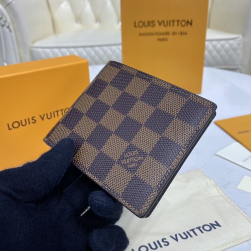 Louis Vuitton Mens Womens Bags Wallets Purse Luxury Brand Fashion Type SLENDER WALLET N61208 Damier Ebene Canvas with Original Box