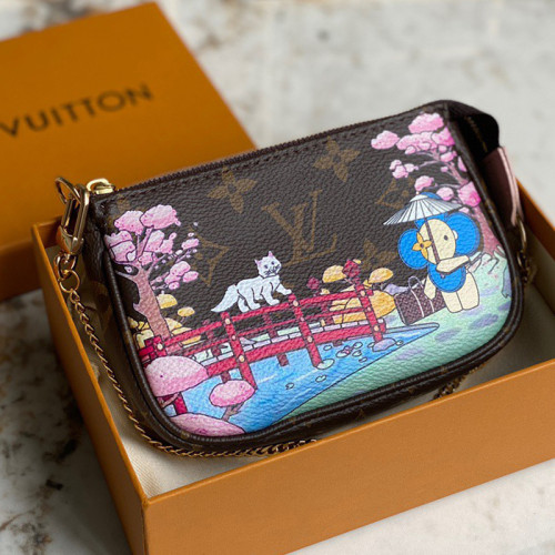 Louis Vuitton Womens Bags Clutch Wallets Luxury Brand Fashion Shoulder Bags MINI POCHETTE ACCESSOIRES M45905 Monogram coated canvas with Original Box