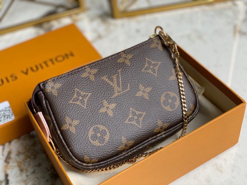 Louis Vuitton Womens Bags Clutch Wallets Luxury Brand Fashion Shoulder Bags MINI POCHETTE ACCESSOIRES M45905 Monogram coated canvas with Original Box