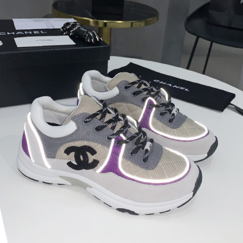 Chanel Women Shoes Sneakers Lace-Up Design Luminous Luxury Brand Sports Shoes with Original Box