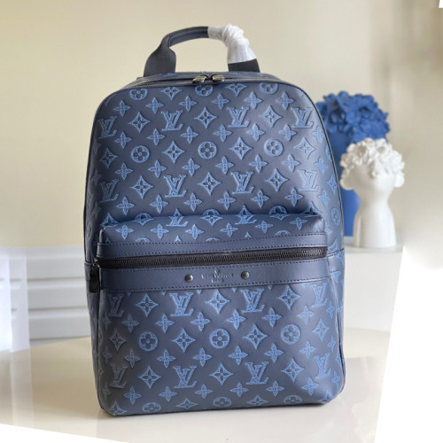 Louis Vuitton Mens Womens Bags Backpacks Luxury Brand Fashion Type SPRINTER BACKPACK Navy Blue Monogram Shadow cowhide leather with Original Box M45728