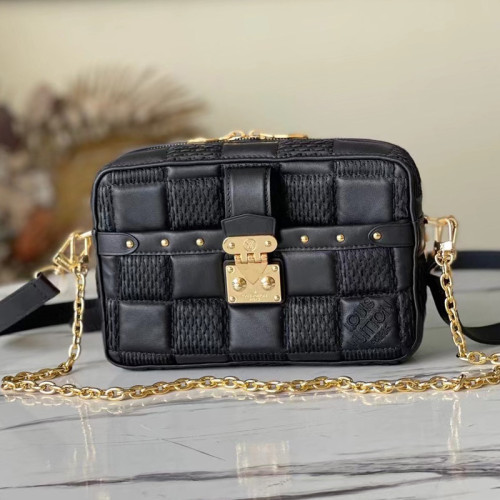 Louis Vuitton Womens Bags Shoulder Handbags Luxury Brand Fashion Type Vintage Design TROCA PM Black Damier Quilt lambskin M59116 with Original Box
