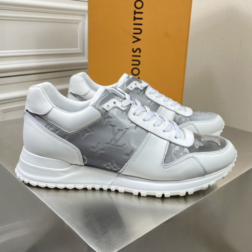 Louis Vuitton Men Shoes Sports RUN AWAY SNEAKER Running Design Luxury Brand with Original Box Alligator leather and calf leather White