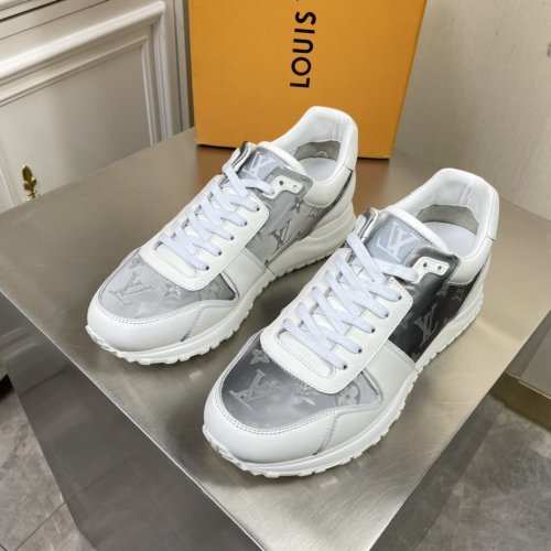 Louis Vuitton Men Shoes Sports RUN AWAY SNEAKER Running Design Luxury Brand with Original Box Alligator leather and calf leather White