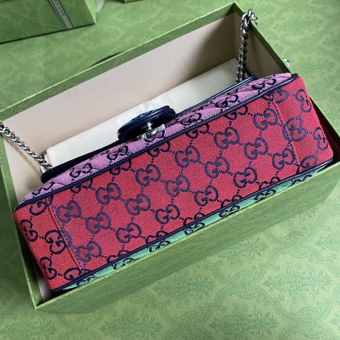 Gucci Womens Bags Shoulder Messenger Bag Luxury Brand GG Marmont Multicolour small shoulder bag ‎443497 2UZIN 4165 with Original Box