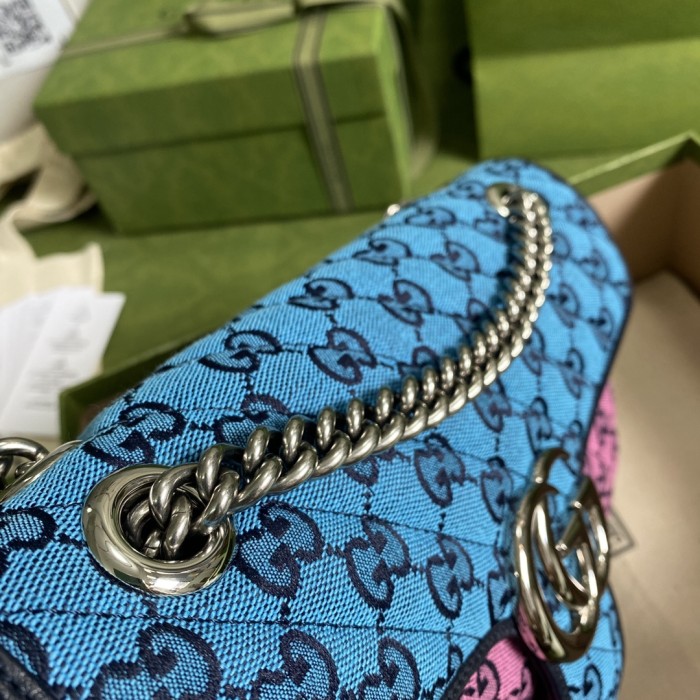 Gucci Womens Bags Shoulder Messenger Bag Luxury Brand GG Marmont Multicolour small shoulder bag ‎443497 2UZIN 4165 with Original Box