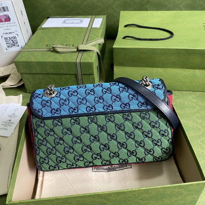 Gucci Womens Bags Shoulder Messenger Bag Luxury Brand GG Marmont Multicolour small shoulder bag ‎443497 2UZIN 4165 with Original Box