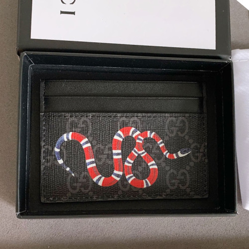 Gucci Mens Womens Wallet Animalier Leather Wallet Card Holders for Men Luxury Brand with Box Kingsnake print GG Supreme card case 451277 K541N 1058