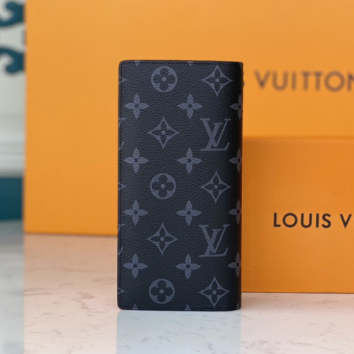 Louis Vuitton Womens Bags Clutch Wallets Luxury Brand Fashion Shoulder Bags BRAZZA WALLET Monogram Eclipse coated canvas M80931 with Original Box