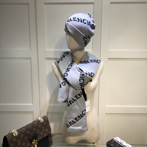 Balenciaga Scarves Men Womens Fashion Scarf and Hats Set with Original Box