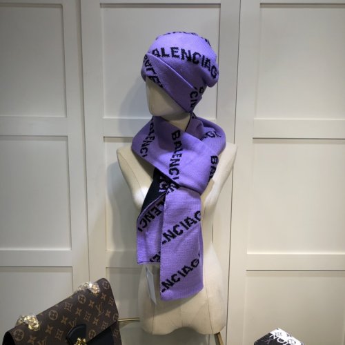 Balenciaga Scarves Men Womens Fashion Scarf and Hats Set with Original Box
