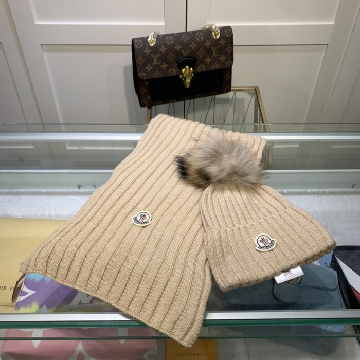 Moncler Scarves Men Womens Fashion Scarf and Hats Set with Original Box