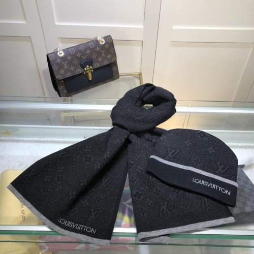 Louis Vuitton Scarves Men Womens Fashion Scarf and Hats Set with Original Box