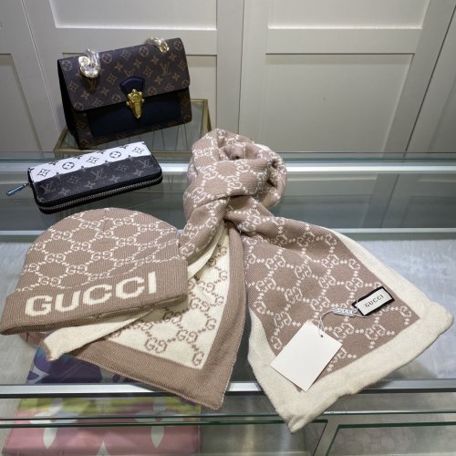 Gucci Scarves Men Womens Fashion Scarf and Hats Set with Original Box