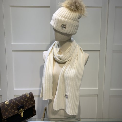 Moncler Scarves Men Womens Fashion Scarf and Hats Set with Original Box