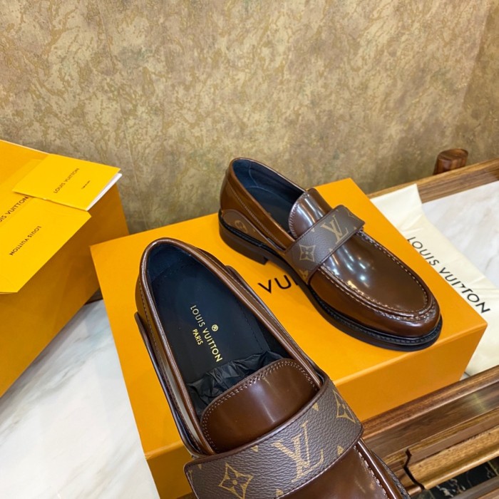 Louis Vuitton Men Shoes Leather Business Luxury Brand LV Dress Shoes with Original Box