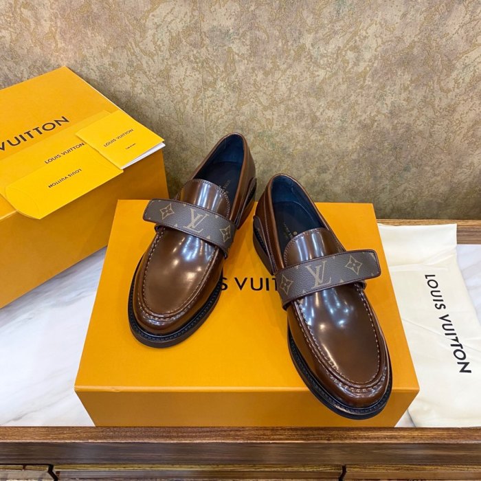 Louis Vuitton Men Shoes Leather Business Luxury Brand LV Dress Shoes with Original Box