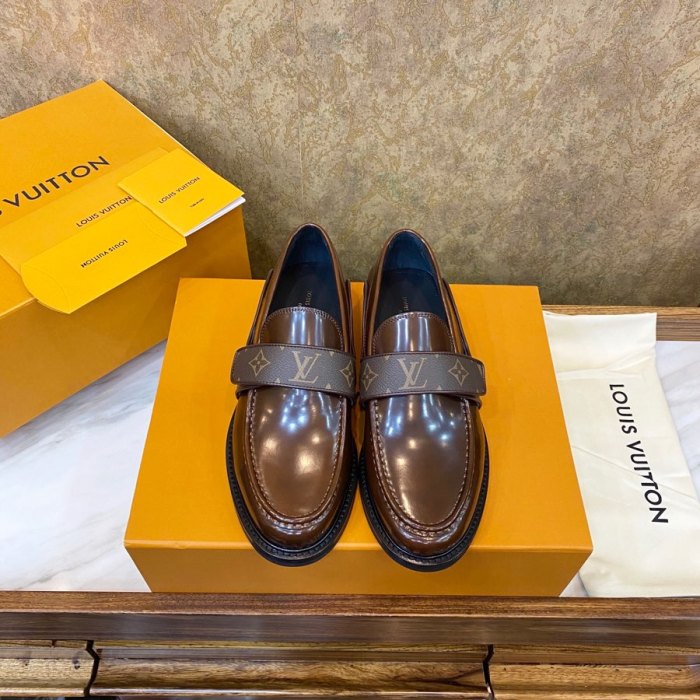 Louis Vuitton Men Shoes Leather Business Luxury Brand LV Dress Shoes with Original Box