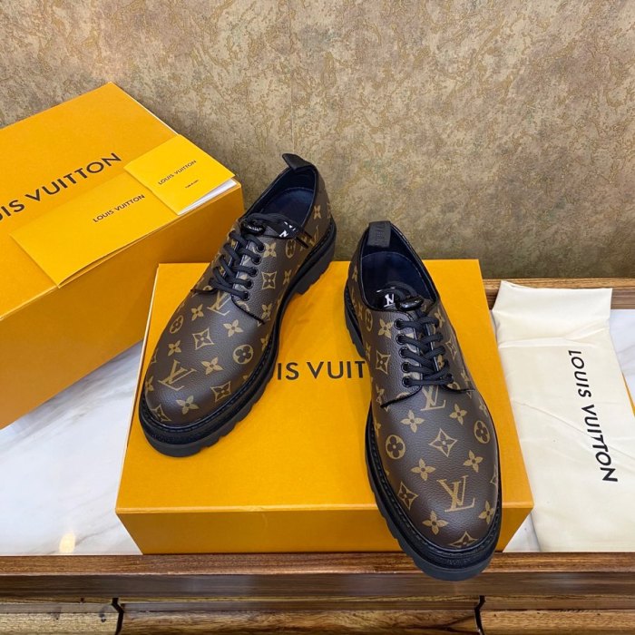 Louis Vuitton Men Shoes Leather Business Luxury Brand LV Dress Shoes with Original Box