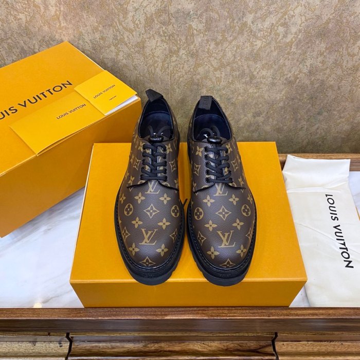 Louis Vuitton Men Shoes Leather Business Luxury Brand LV Dress Shoes with Original Box