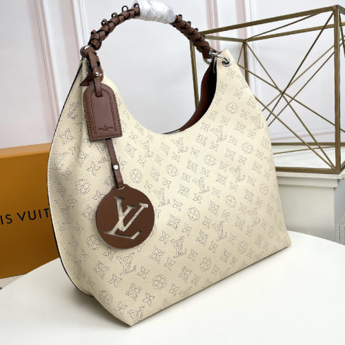 Louis Vuitton Womens Bags Messenger Shoulder Bags Handbags Luxury Brand CARMEL M53188 Crème Beige Mahina perforated calf leather