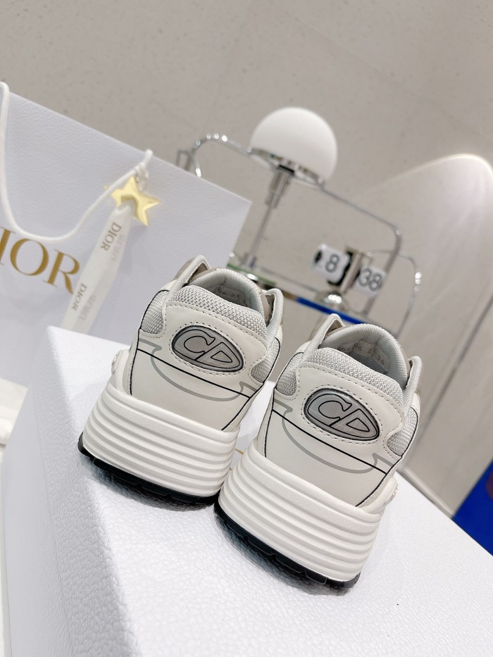 Dior Mens Shoes Sneakers Luxury Brand B30 SNEAKER Gray Mesh and White Technical Fabric Unisex Design 3SN279ZLZ_H860