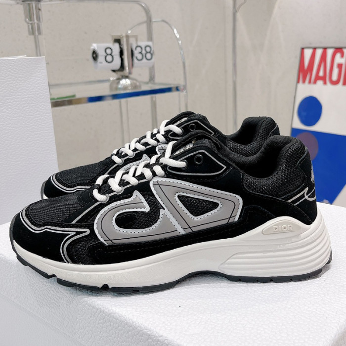 Dior Womens Shoes Sneakers Luxury Brand B30 SNEAKER Black Mesh and Technical Fabric Unisex Design 3SN279ZMB_H969
