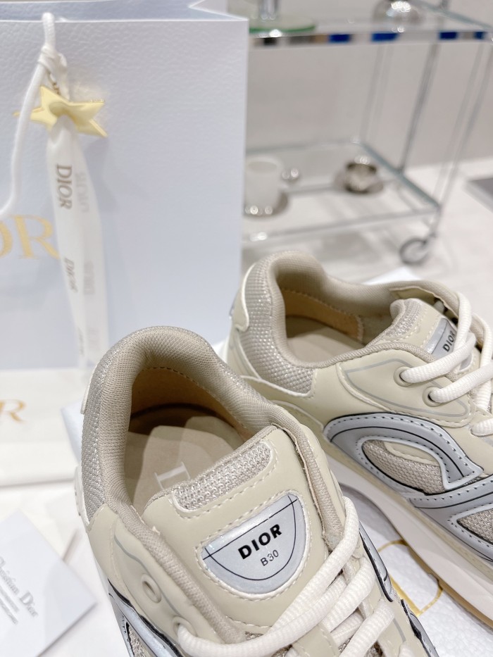 Dior Womens Shoes Sneakers Luxury Brand B30 SNEAKER Cream Mesh and Technical Fabric Unisex Design 3SN279ZMA_H161