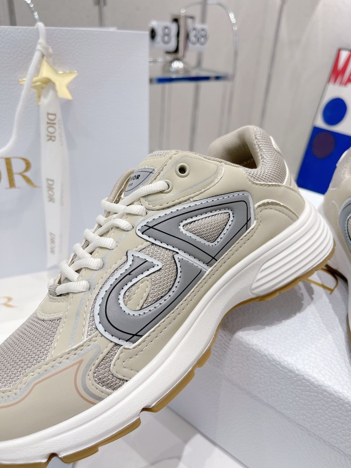 Dior Womens Shoes Sneakers Luxury Brand B30 SNEAKER Cream Mesh and Technical Fabric Unisex Design 3SN279ZMA_H161