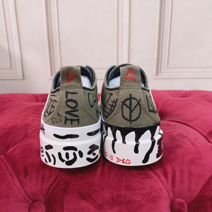 Dolce&Gabbana Womens Shoes Sneakers Fashion Type Luxury Brand Two-tone canvas Portofino Light Low-top sneakers with DG logo with Original Box