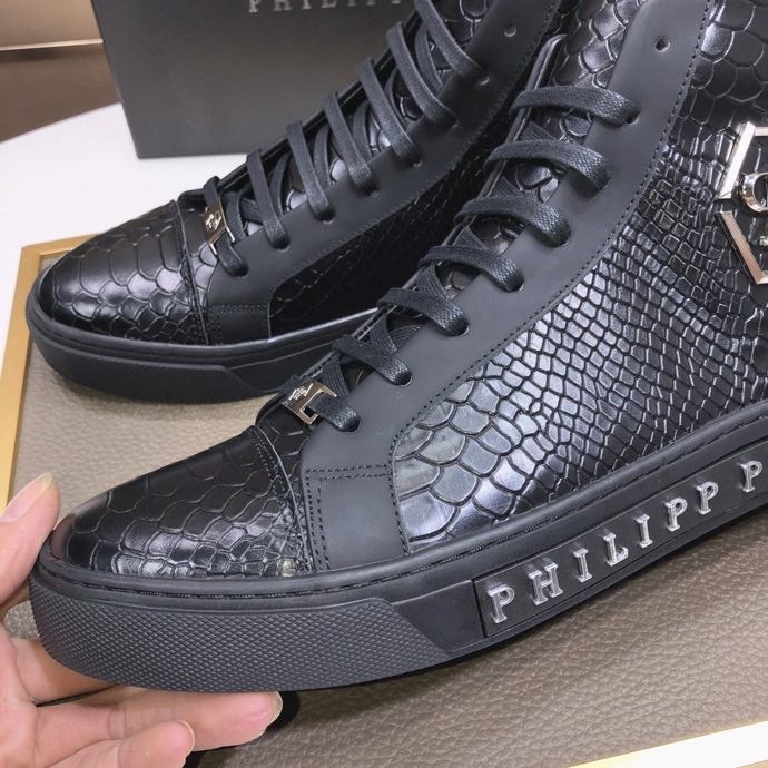 Philipp Plein Men Shoes Sneakers High Top Sneaker Fashion Design Luxury Brand Ankle Boots with Original Box