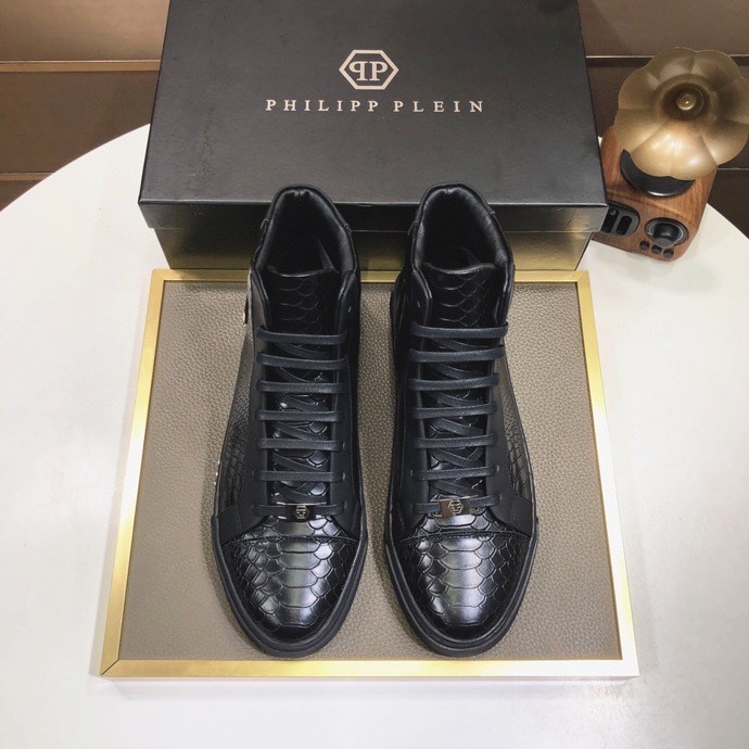 Philipp Plein Men Shoes Sneakers High Top Sneaker Fashion Design Luxury Brand Ankle Boots with Original Box