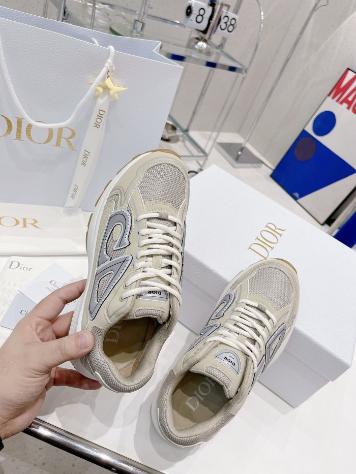 Dior Womens Shoes Sneakers Luxury Brand B30 SNEAKER Cream Mesh and Technical Fabric Unisex Design 3SN279ZMA_H161