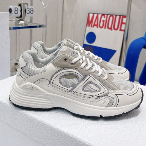 Dior Womens Shoes Sneakers Luxury Brand B30 SNEAKER Gray Mesh and White Technical Fabric Unisex Design 3SN279ZLZ_H860
