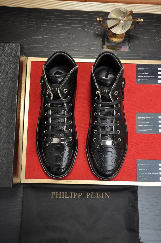 Philipp Plein Men Shoes Sneakers High Top Sneaker Fashion Design Luxury Brand Ankle Boots with Original Box