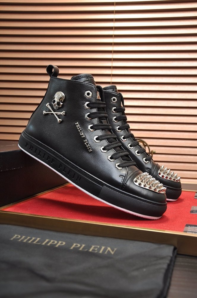 Philipp Plein Men Shoes Sneakers High Top Sneaker Fashion Design Luxury Brand Ankle Boots with Original Box
