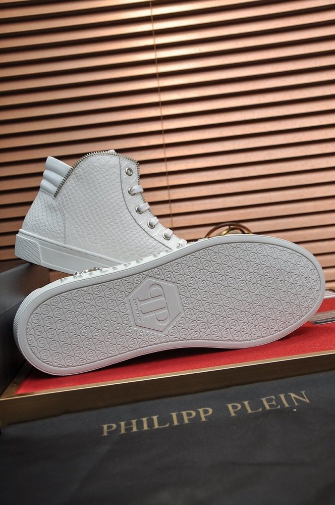 Philipp Plein Men Shoes Sneakers High Top Sneaker Fashion Design Luxury Brand Ankle Boots with Original Box