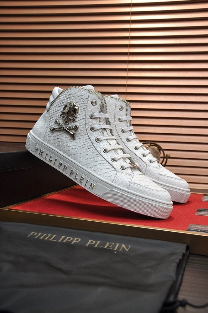 Philipp Plein Men Shoes Sneakers High Top Sneaker Fashion Design Luxury Brand Ankle Boots with Original Box