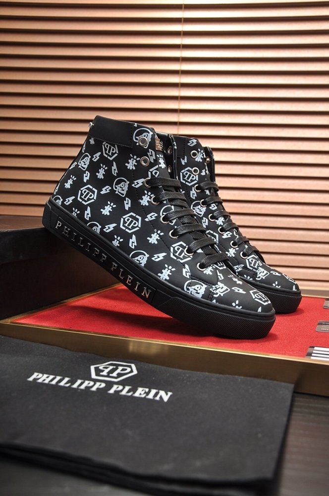 Philipp Plein Men Shoes Sneakers High Top Sneaker Fashion Design Luxury Brand Ankle Boots with Original Box