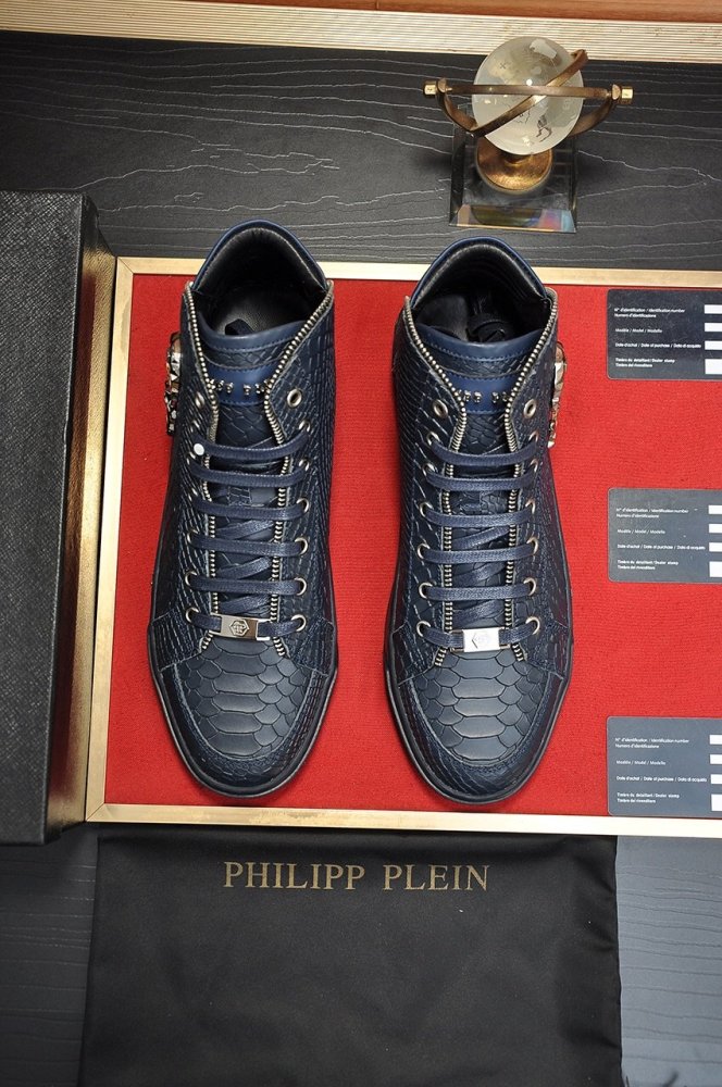 Philipp Plein Men Shoes Sneakers High Top Sneaker Fashion Design Luxury Brand Ankle Boots with Original Box