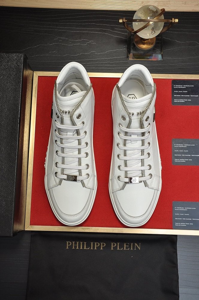 Philipp Plein Men Shoes Sneakers High Top Sneaker Fashion Design Luxury Brand Ankle Boots with Original Box