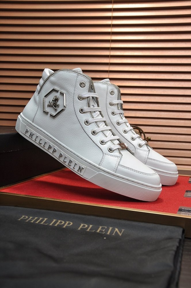 Philipp Plein Men Shoes Sneakers High Top Sneaker Fashion Design Luxury Brand Ankle Boots with Original Box