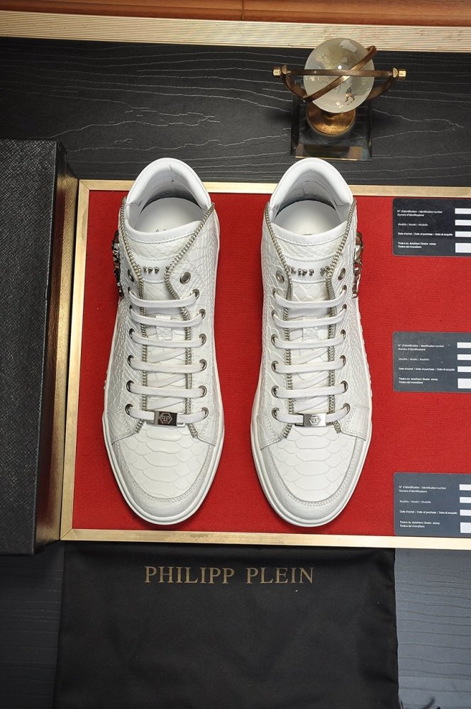 Philipp Plein Men Shoes Sneakers High Top Sneaker Fashion Design Luxury Brand Ankle Boots with Original Box