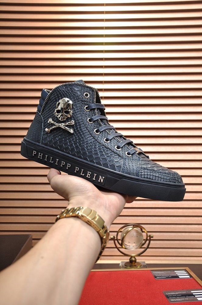 Philipp Plein Men Shoes Sneakers High Top Sneaker Fashion Design Luxury Brand Ankle Boots with Original Box