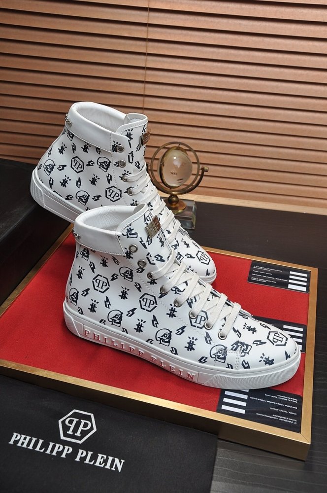 Philipp Plein Men Shoes Sneakers High Top Sneaker Fashion Design Luxury Brand Ankle Boots with Original Box