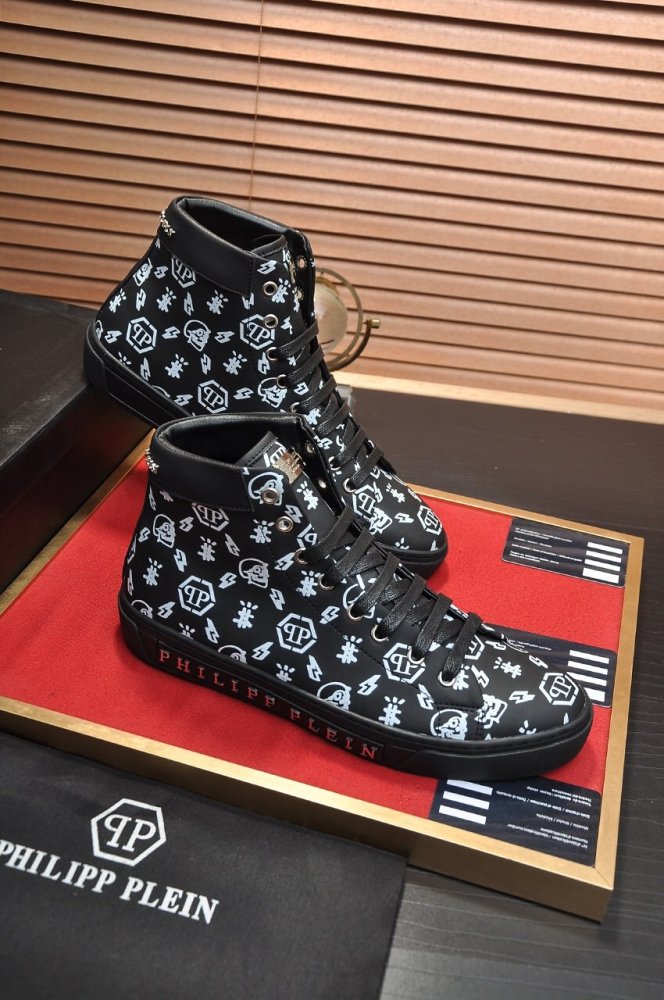 Philipp Plein Men Shoes Sneakers High Top Sneaker Fashion Design Luxury Brand Ankle Boots with Original Box