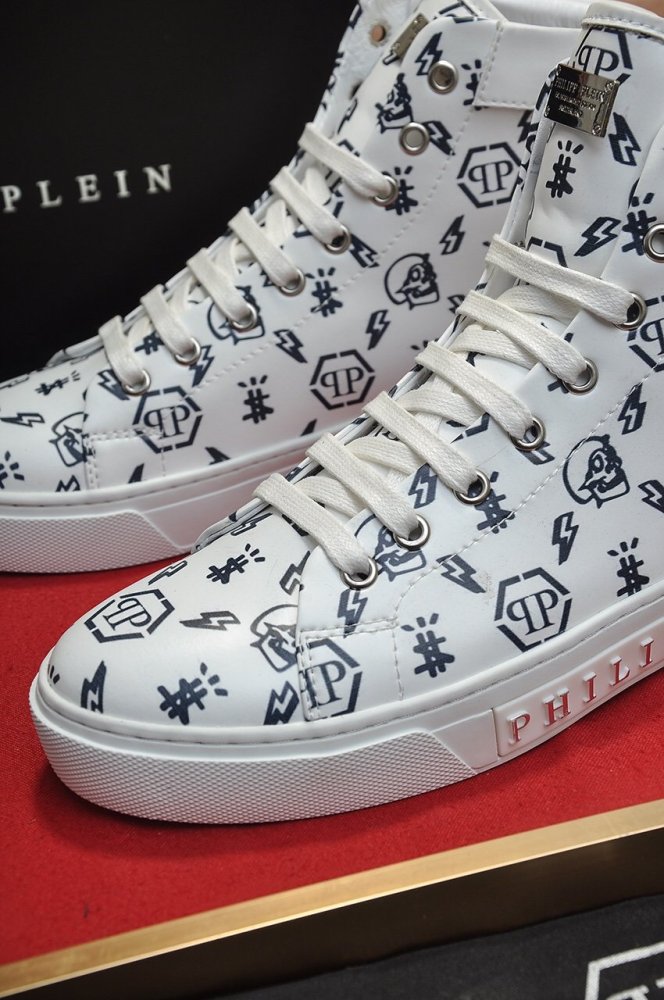 Philipp Plein Men Shoes Sneakers High Top Sneaker Fashion Design Luxury Brand Ankle Boots with Original Box